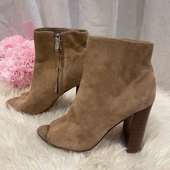 Sam Edelman Suede Open Toe Booties Size 6.5 - Picture 1 of 8